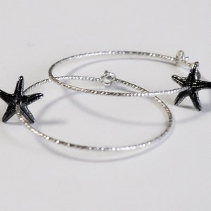 Tiny Sterling Silver Starfish Hoop Earrings