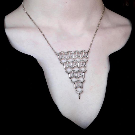 Sterling Silver Small Shark Tooth Pattern Layered Necklace