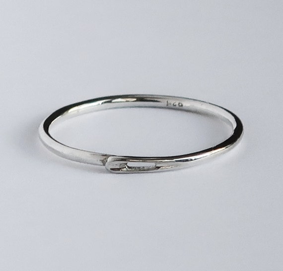 Thin Sterling Silver, Sewing Needle, continuous closed circle, stacking ring.