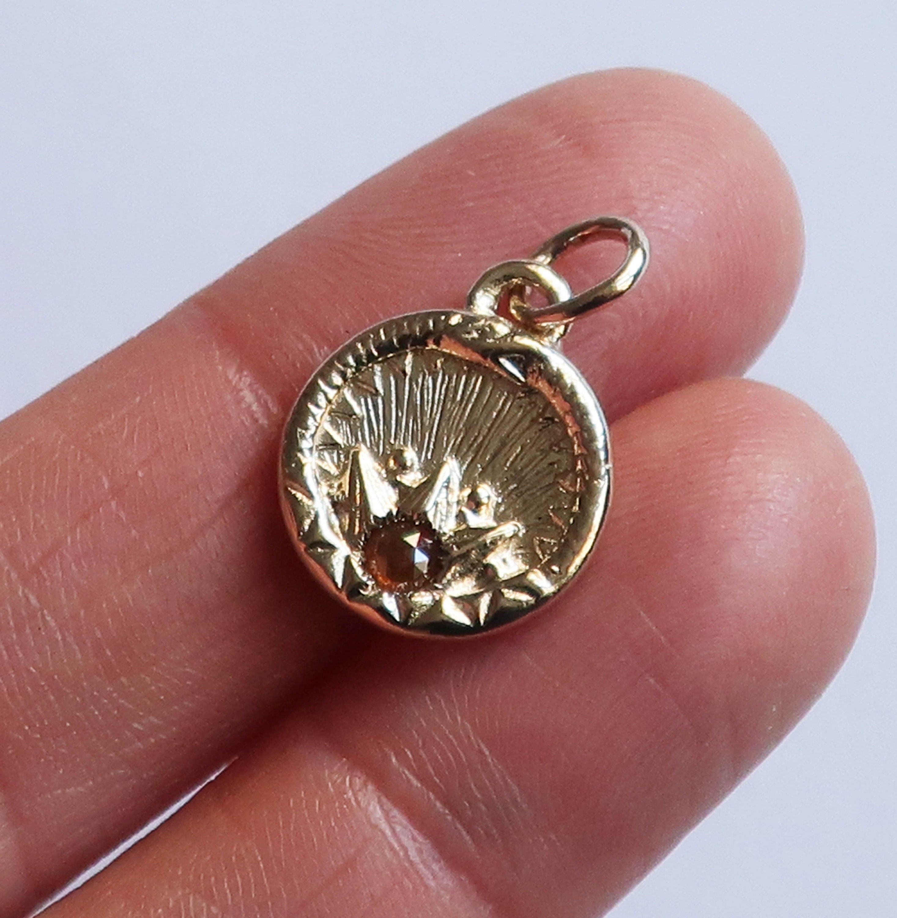 Sterling Silver and Red Rose Cut Diamond Ouroboros Charm-Ready To Ship