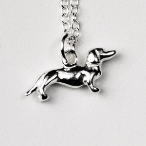 Solid Sterling Silver Tiny Dachshund Necklace