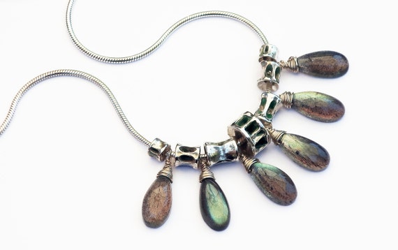 Sterling Silver and Labradorite Seawater Necklace