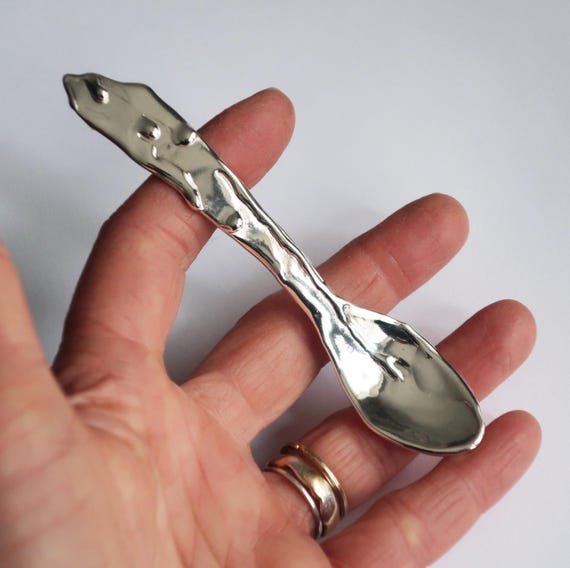 Liquid Metal, Dripping Sterling Silver Spoon-for Salt or Spices. One of a kind.