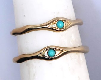 Gold and Turquoise Eye Ring, Protection Amulet