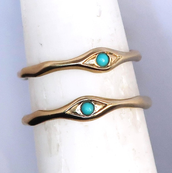 Gold and Turquoise Eye Ring, Protection Amulet