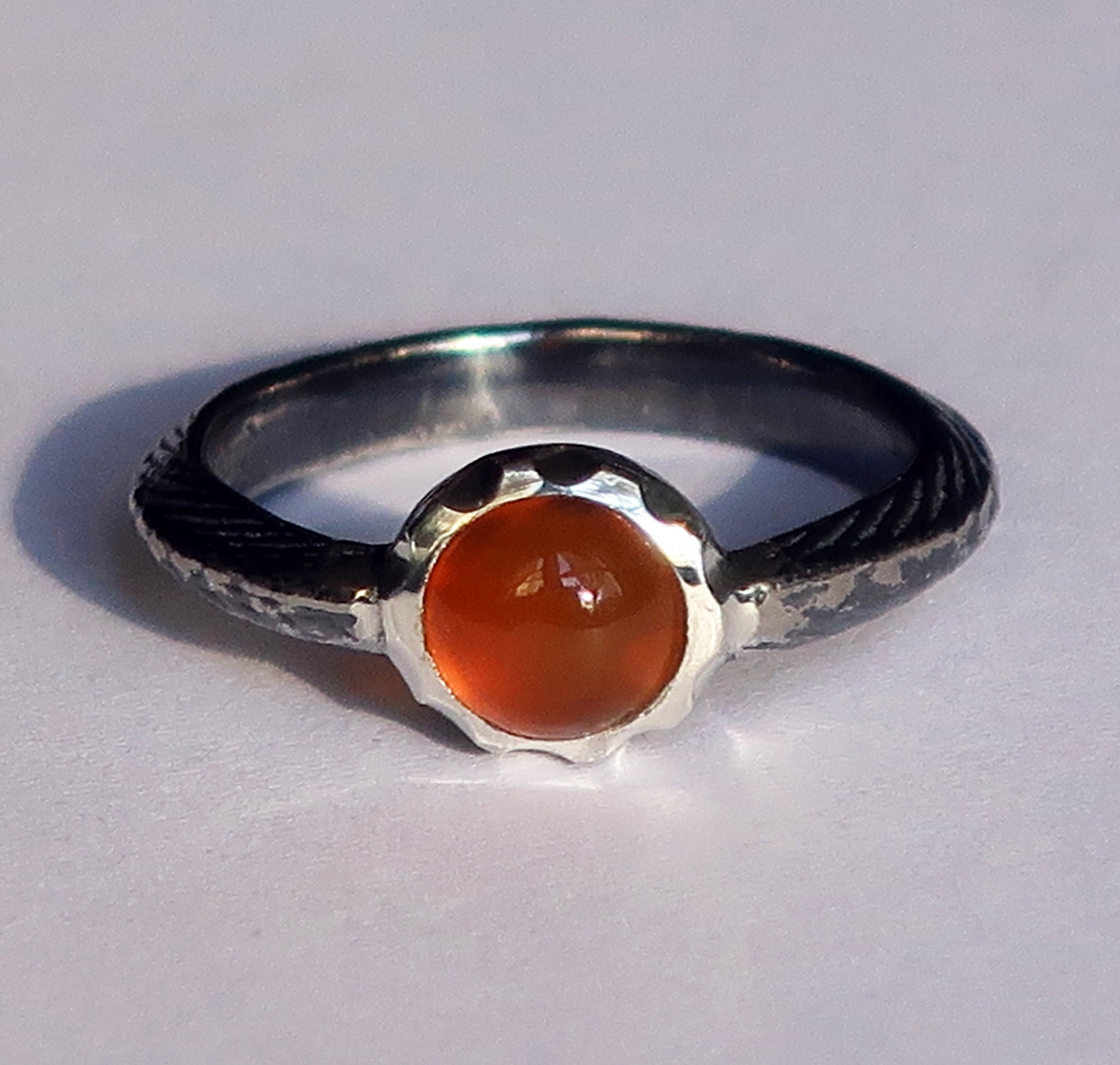 Natural Carnelian Gemstone Sterling Silver Ring - Shraddha Shree Gems