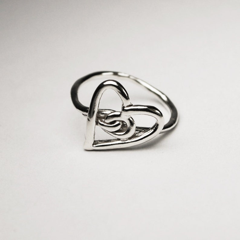 Silver Heart Knot Ring