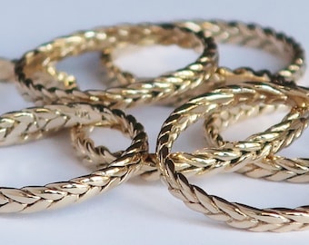 READY TO SHIP-Solid 10k Yellow Gold Thin Braid Ring