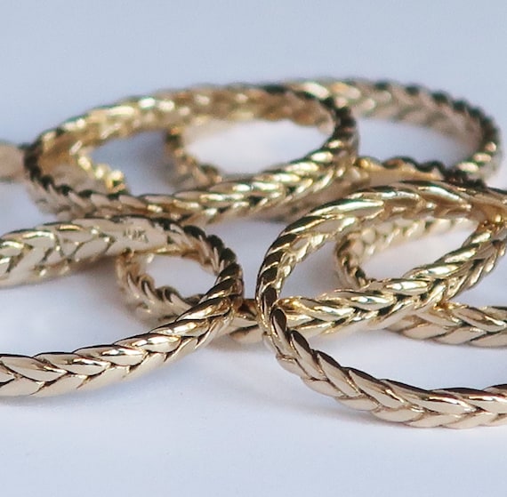 Solid 10k Yellow Gold Thin Braid Ring