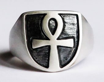 Bague Ankh en argent sterling - Édition limitée - Prête à être expédiée - Taille US 8