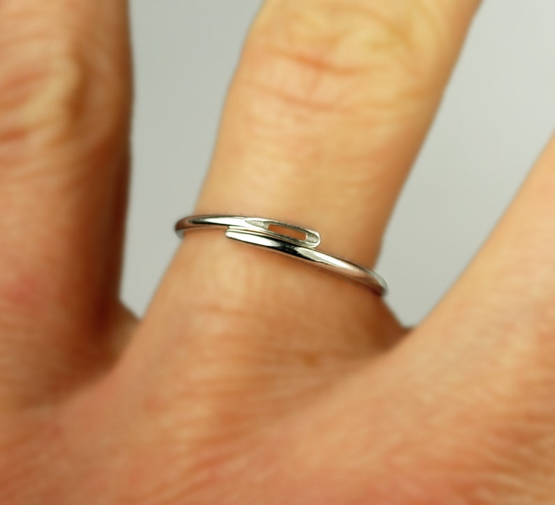 Bague aiguille fine en argent sterling massif image 3