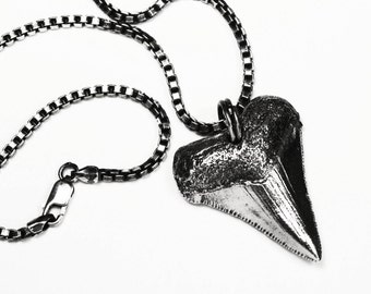 Sterling Silver Megalodon Shark Tooth Necklace #1