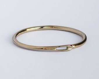 Ready to Ship. Thin gold, sewing needle, continuous closed circle, stacking ring.