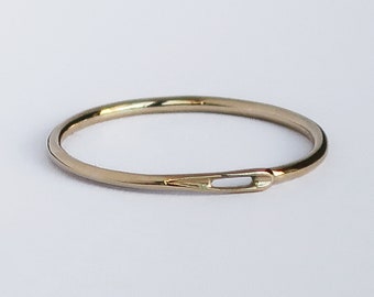 NEW! Thin gold, sewing needle, continuous closed circle, stacking ring.