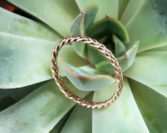 Solid 10k Yellow Gold Thin Braid Ring