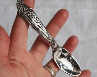 Liquid Metal, Textured Sterling Silver Spoon-for Salt or Spices. Lost Wax-One of a kind. Ready to Ship