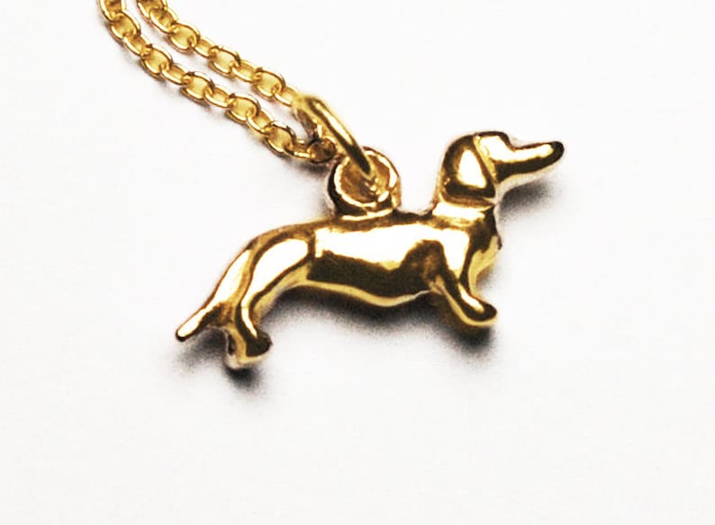 Solid Gold Tiny Dachshund Necklace Etsy