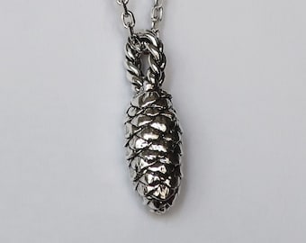 Small Sterling Silver Long Island Pine Cone Pendant