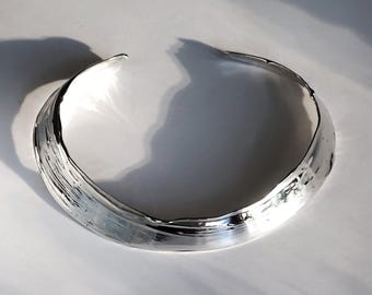 One of a Kind, Liquid Metal, Sterling Silver, Neck Torc