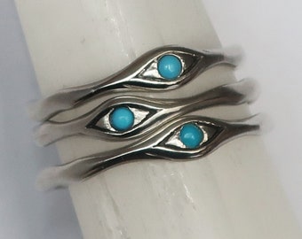 Ready to Ship-Silver and Small Sleeping Beauty Turquoise Eye Ring, US Sizes 7 & 8.5