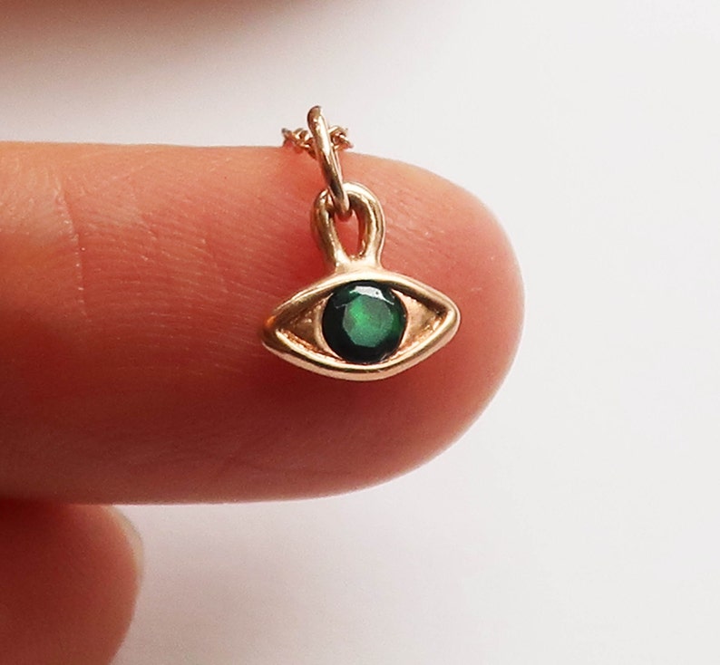 10k Rose Gold /& Black Opal Eye Charm