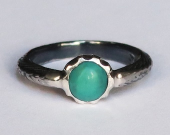 Sterling Silver and Tibetan Turquoise Cuttlefish Cast Ring, US Size 5