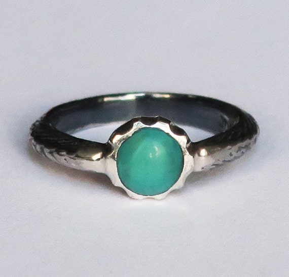 Sterling Silver and Tibetan Turquoise Cuttlefish Cast Ring, US Size 5