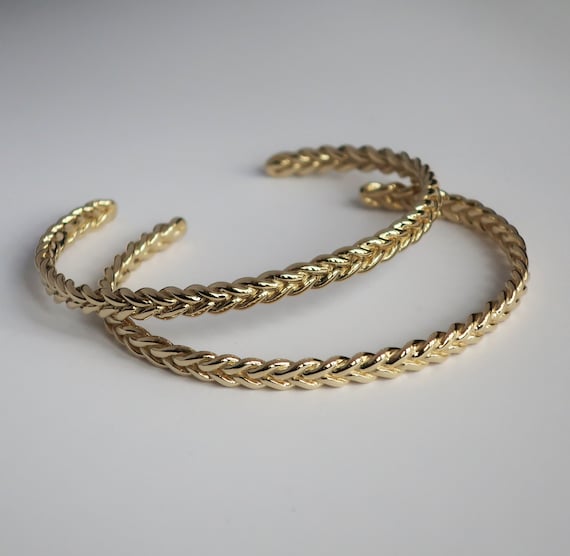 READY TO SHIP-Solid Polished Brass Braid Bracelet