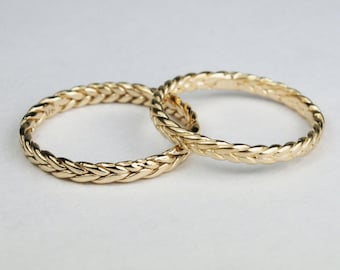Solid 14k Yellow Gold Thin Braid Ring