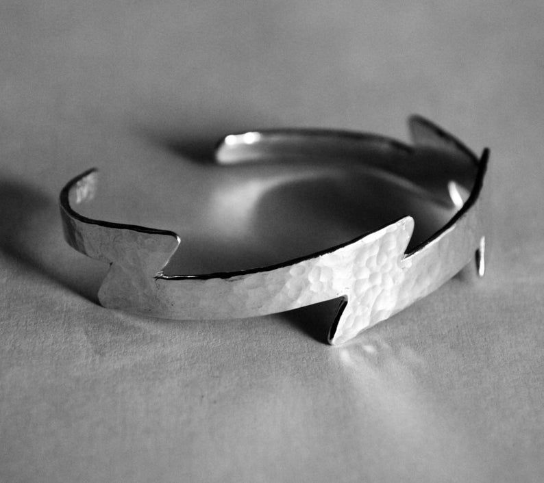 Silver Lightning Bolt Cuff Bracelet image 1