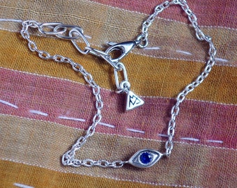 Sterling Silver and Blue Sapphire Evil Eye Bracelet