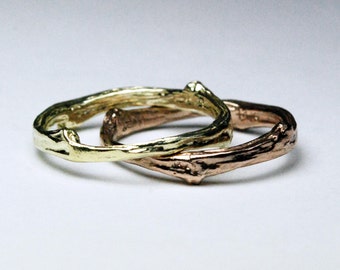 Tompkins Square Park Gold Twig Ring -closed circle-14k yellow green or brown gold options