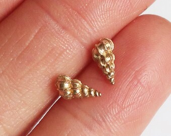 Tiny Gold Hilton Head Island Wentletrap Staircase Shell Stud Earrings