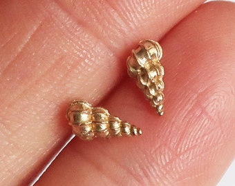 Tiny Gold Hilton Head Island Wentletrap Staircase Shell Stud Earrings