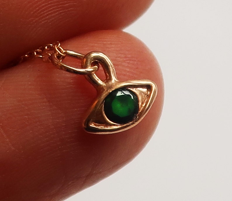 10k Rose Gold /& Black Opal Eye Charm