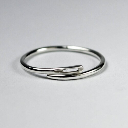 Solid Sterling Silver Thin Needle Ring Etsy