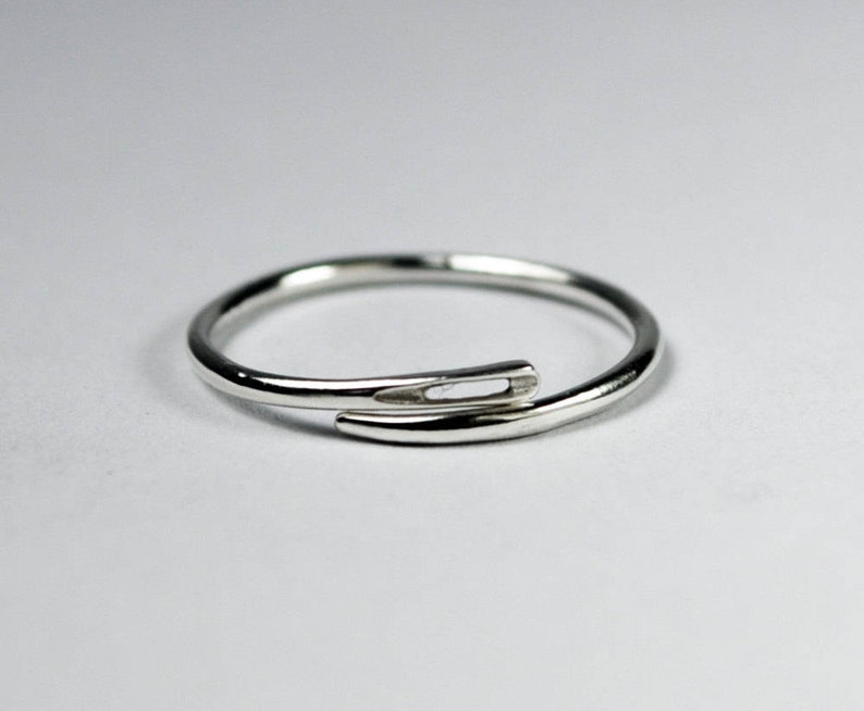 Solid sterling silver Thin Needle Ring image 1