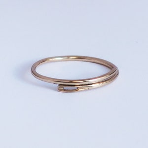 Solid gold thin needle ring image 4