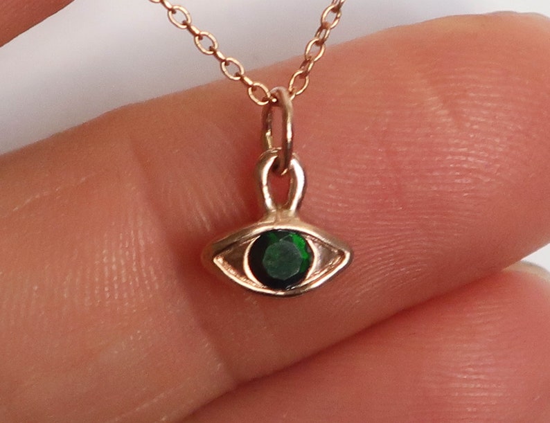 10k Rose Gold /& Black Opal Eye Charm