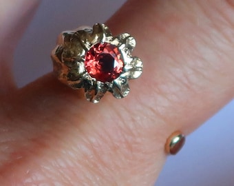 Gold and Red Tourmaline Poppy Statement Ring-One of a Kind