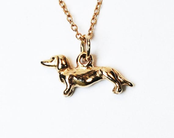 Tiny Dachshund Yellow Gold Charm