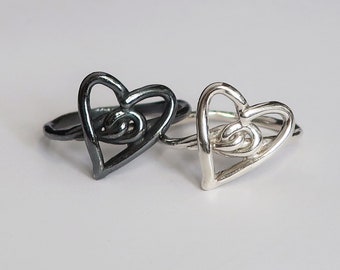 Silver Heart Knot Rings