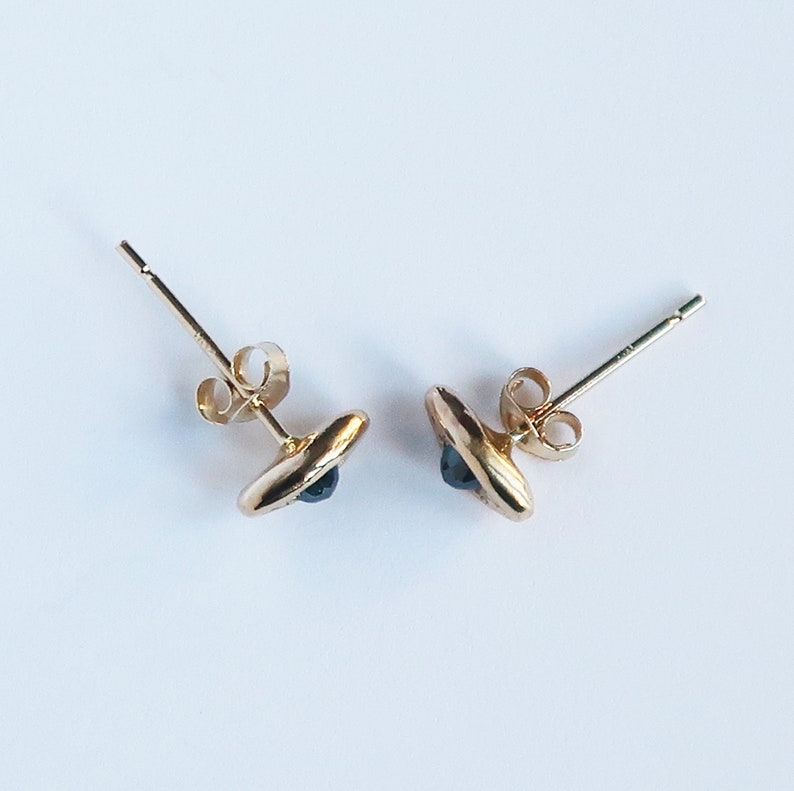 Solid Gold with Blue Diamond, Evil Eye Stud Earrings-Ready to Ship image 3