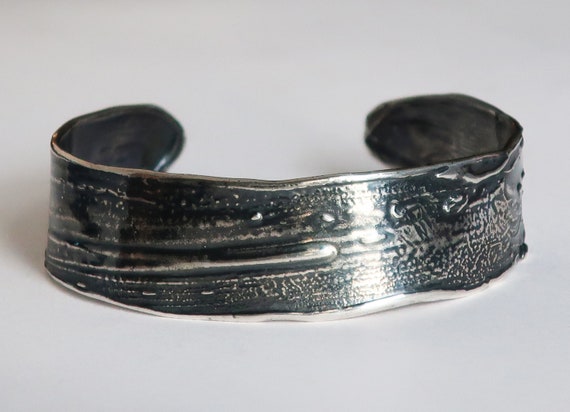 Sterling Silver Oxidized Elements Cuff-Ready to Ship