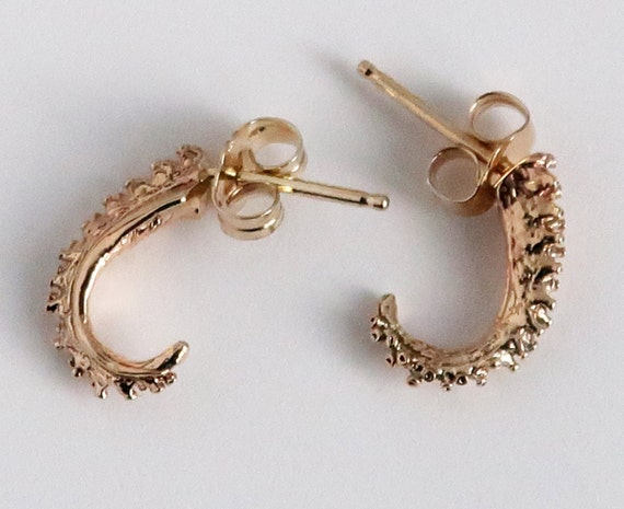 Small Gold Tentacle Stud Earrings