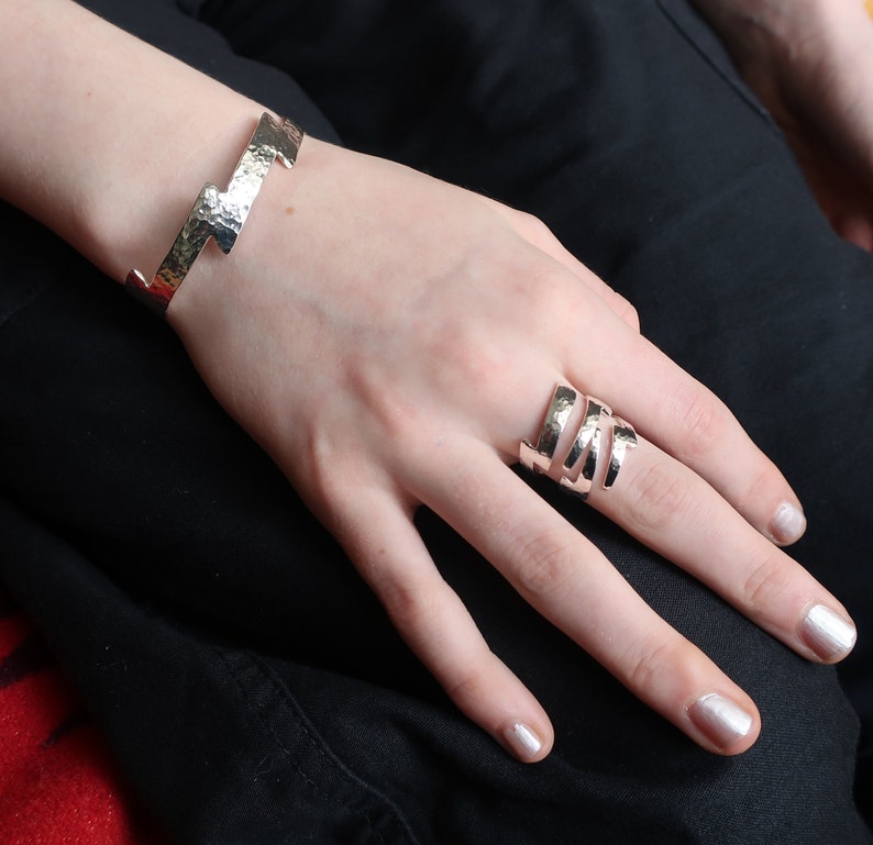 Silver Lightning Bolt Cuff Bracelet image 9