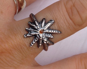 Sterling Silver and Red Diamond Starburst Rings