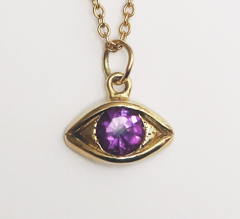 Large Gold and Amethyst Eye Charm-Ready to Ship