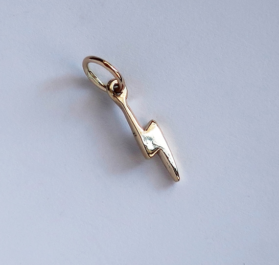 Tiny Yellow Gold Lightning Bolt Charm