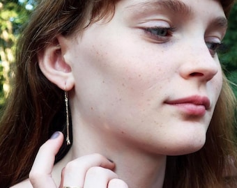Long Island Oak Twig Earrings, 10K yellow Gold